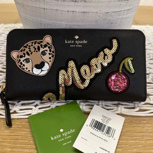SOLD NWT Kate Spade Run Wild Leopard Neda Wallet - Picture 3 of 9
